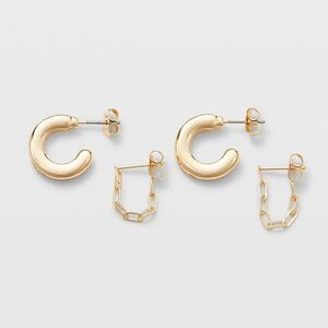 Club Monaco Earrings Gold Hoops Paper Clip Jewellery Set